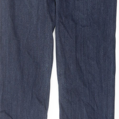Marks and Spencer Mens Blue Cotton Tapered Jeans Size 34 in L33 in Regular Button