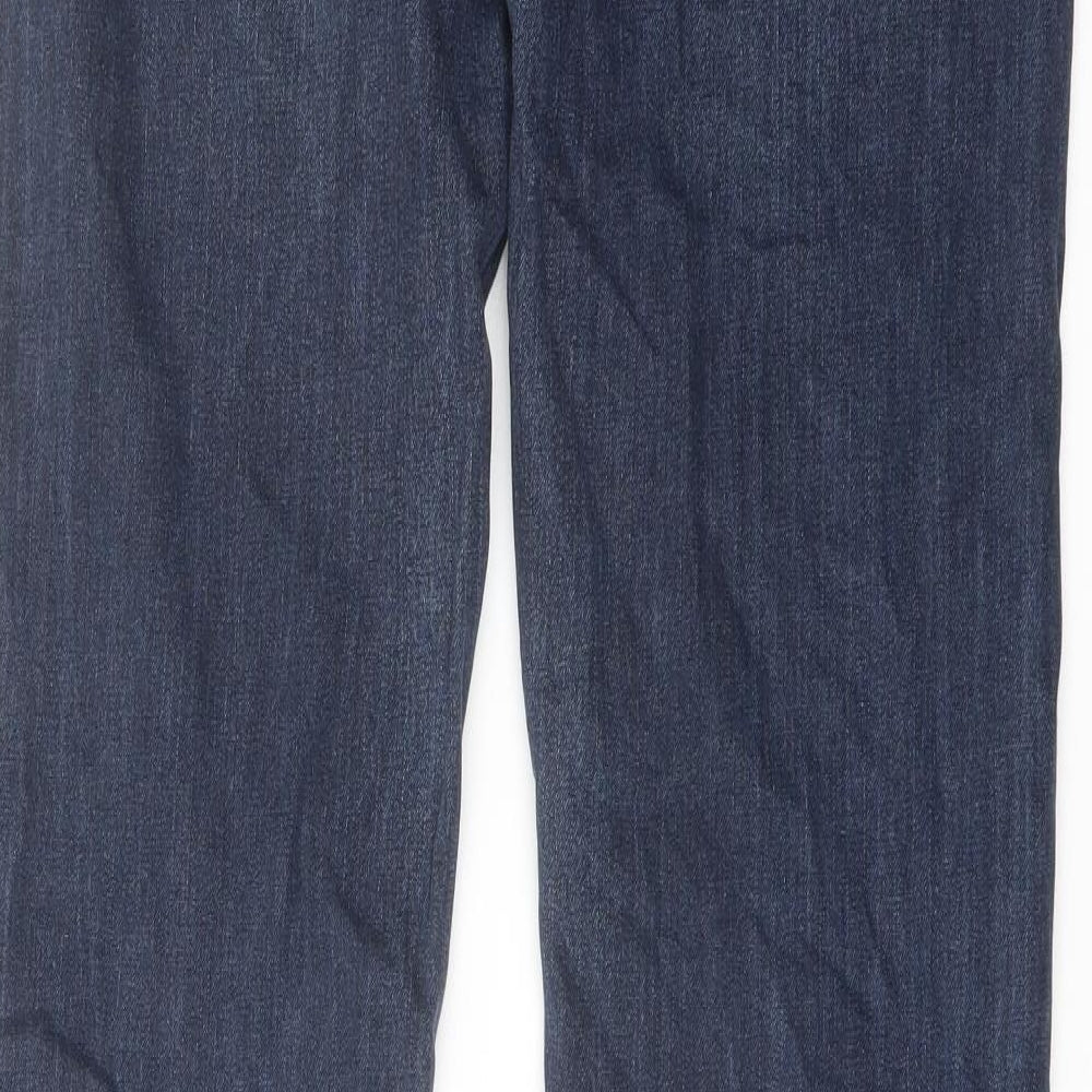 Marks and Spencer Mens Blue Cotton Tapered Jeans Size 34 in L33 in Regular Button