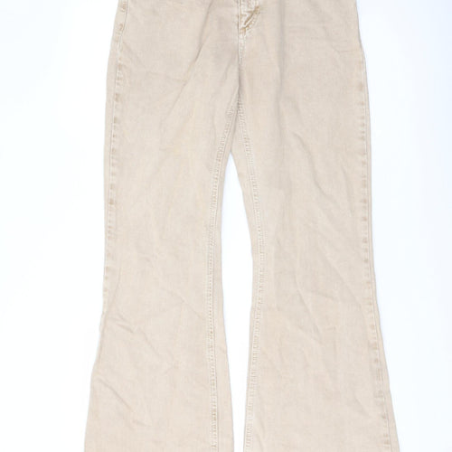Reclaimed Vintage Womens Beige Cotton Bootcut Jeans Size 28 in L29 in Regular Button