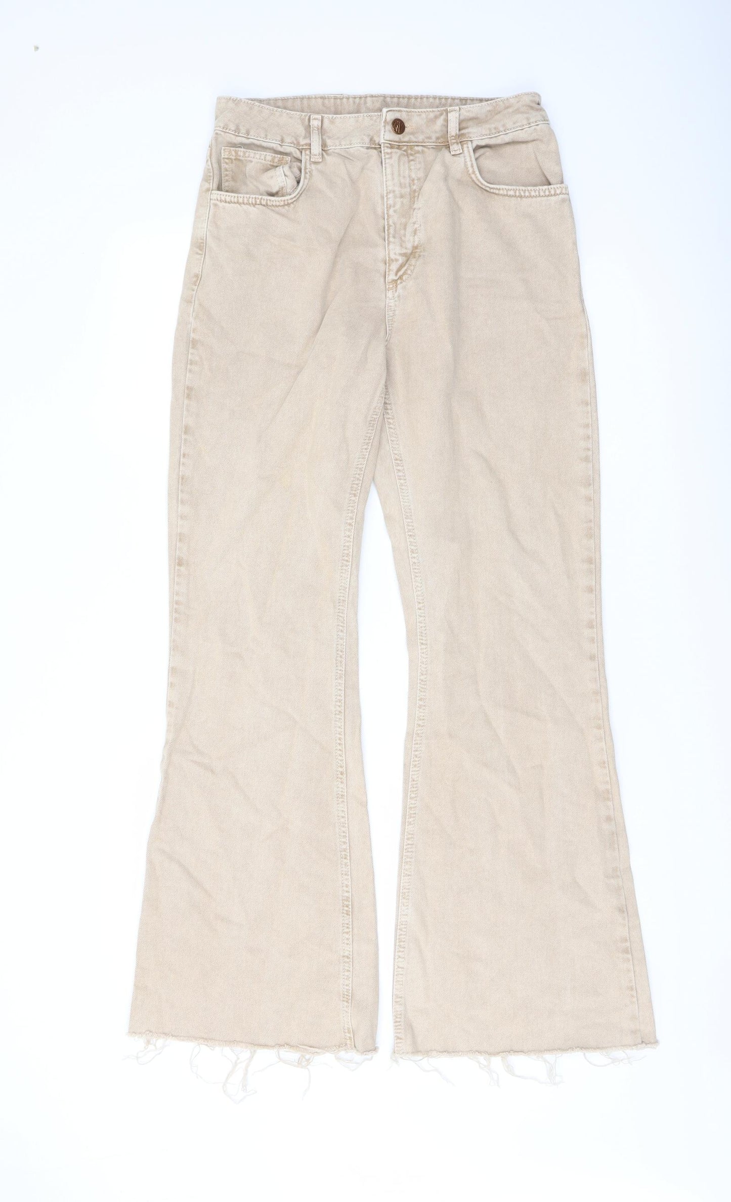 Reclaimed Vintage Womens Beige Cotton Bootcut Jeans Size 28 in L29 in Regular Button