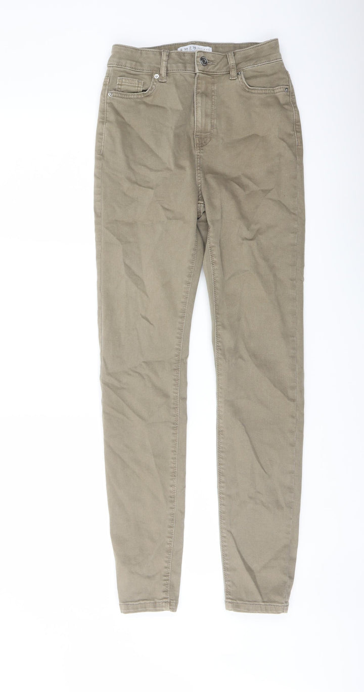 Denim & Co. Womens Green Cotton Skinny Jeans Size 6 L28 in Regular Button