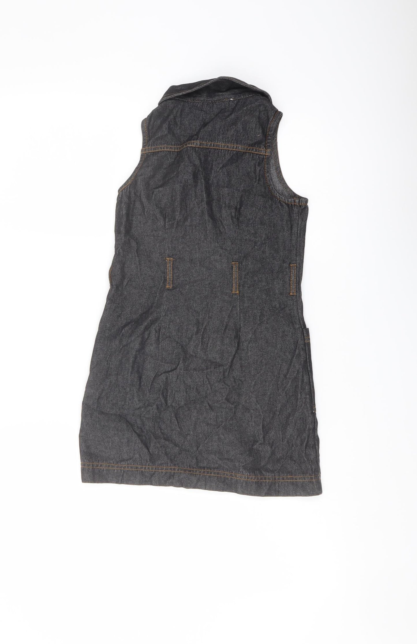 Marks and Spencer Girls Grey Cotton A-Line Size 6-7 Years Collared Zip
