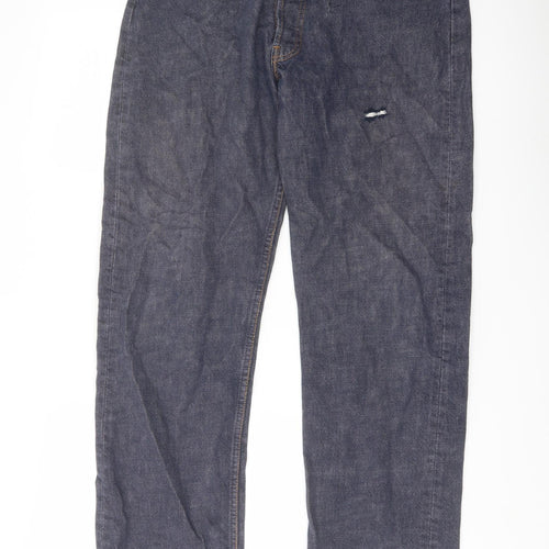 Levi's Mens Blue Cotton Straight Jeans Size 34 in L32 in Regular Button