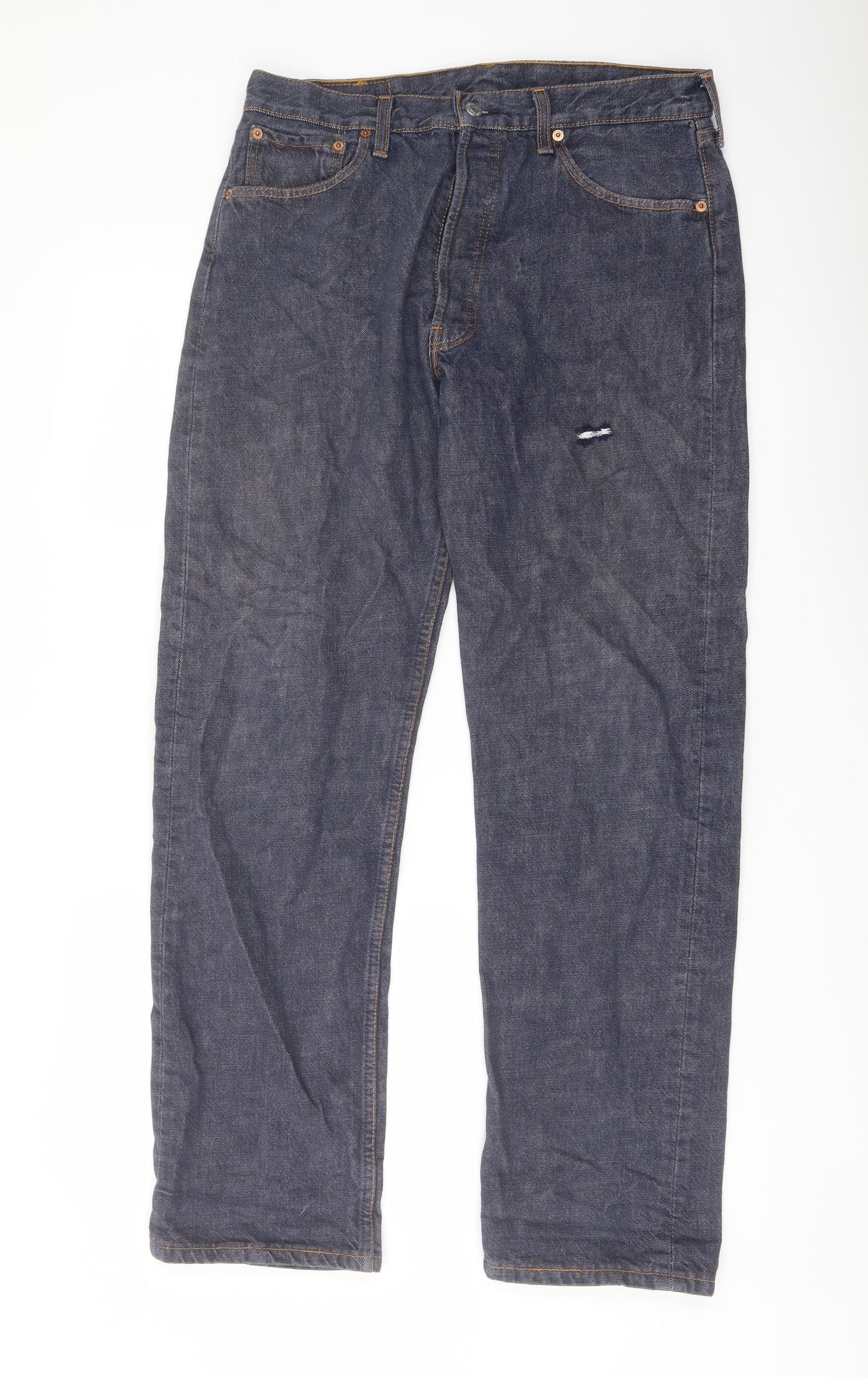 Levi's Mens Blue Cotton Straight Jeans Size 34 in L32 in Regular Button