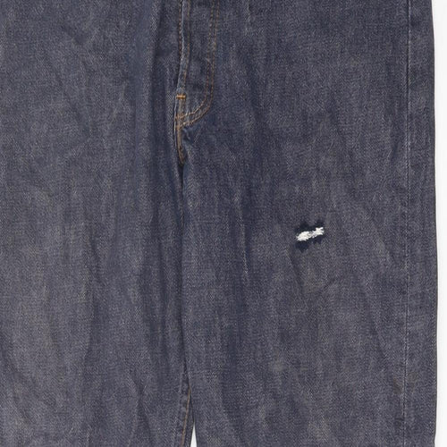 Levi's Mens Blue Cotton Straight Jeans Size 34 in L32 in Regular Button