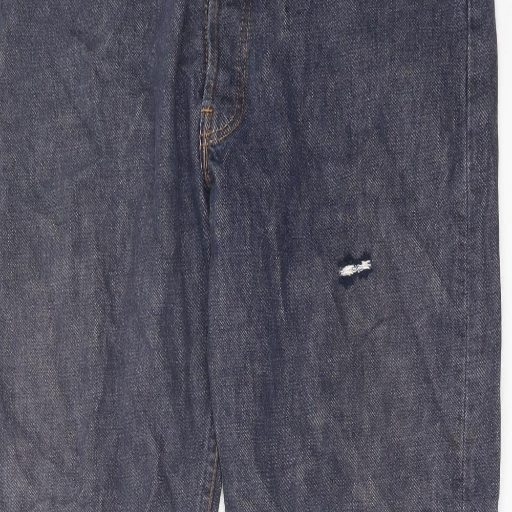 Levi's Mens Blue Cotton Straight Jeans Size 34 in L32 in Regular Button
