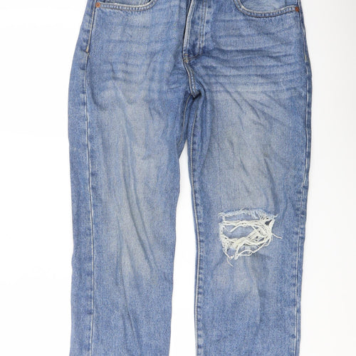 Mnago Womens Blue Cotton Mom Jeans Size 10 L26 in Regular Button