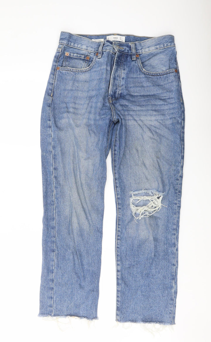 Mnago Womens Blue Cotton Mom Jeans Size 10 L26 in Regular Button