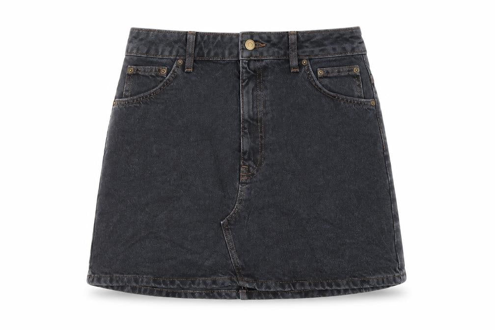 Topshop Womens Blue Cotton A-Line Skirt Size 12 Button