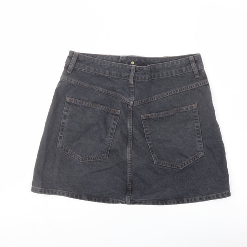 Topshop Womens Blue Cotton A-Line Skirt Size 12 Button