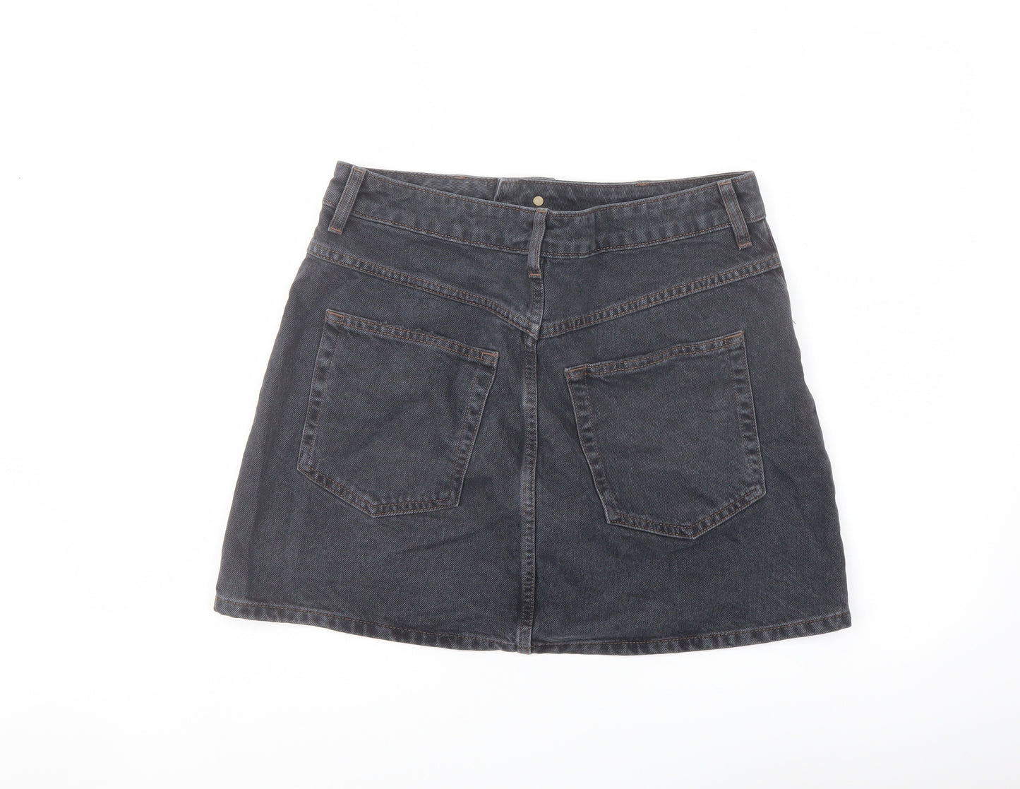 Topshop Womens Blue Cotton A-Line Skirt Size 12 Button
