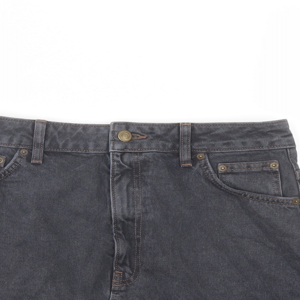 Topshop Womens Blue Cotton A-Line Skirt Size 12 Button