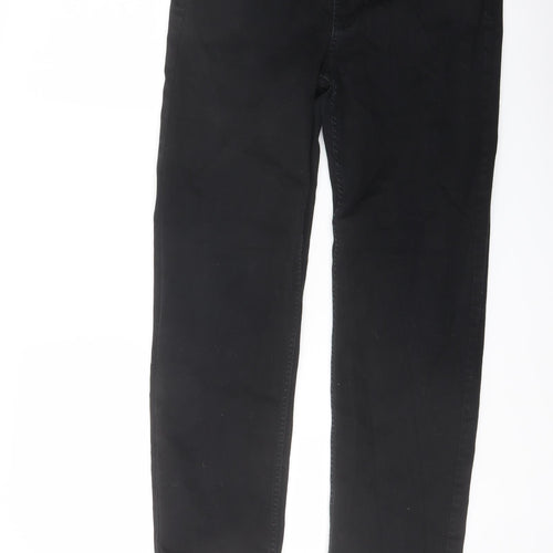 Marks and Spencer Womens Black Cotton Straight Jeans Size 16 L27 in Regular Button