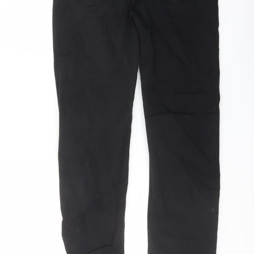 Marks and Spencer Womens Black Cotton Straight Jeans Size 16 L27 in Regular Button