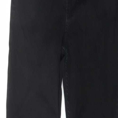 Marks and Spencer Womens Black Cotton Straight Jeans Size 16 L27 in Regular Button