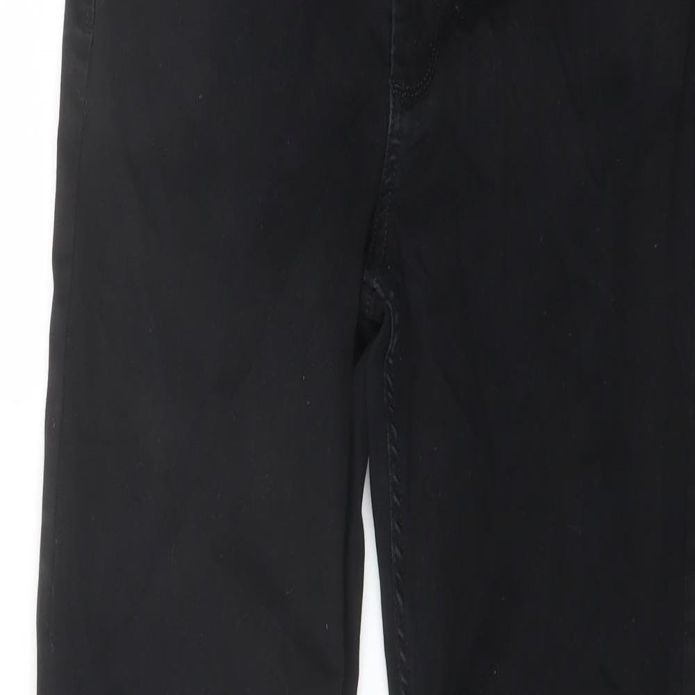 Marks and Spencer Womens Black Cotton Straight Jeans Size 16 L27 in Regular Button