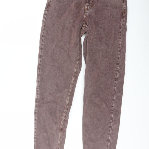 Topshop Womens Pink Cotton Mom Jeans Size 24 in L25 in Regular Button