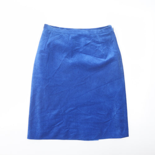 Toddy Womens Blue Cotton A-Line Skirt Size 10 Zip