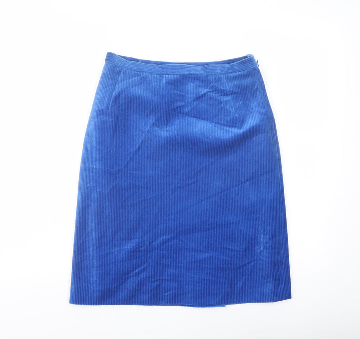 Toddy Womens Blue Cotton A-Line Skirt Size 10 Zip