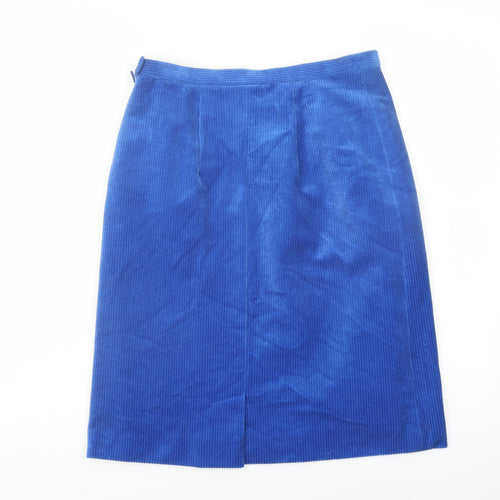 Toddy Womens Blue Cotton A-Line Skirt Size 10 Zip