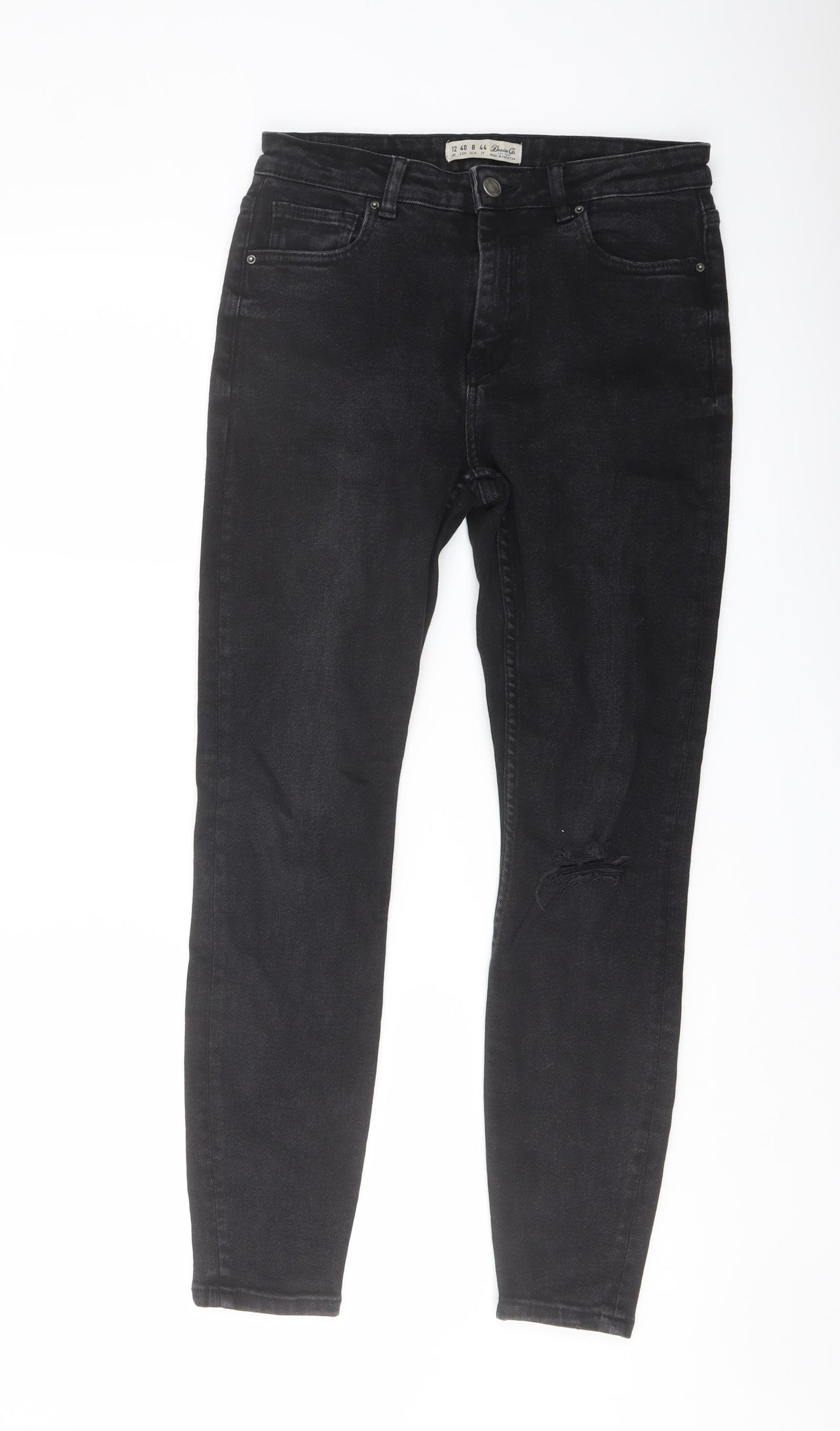 Denim & Co. Womens Black Cotton Skinny Jeans Size 12 L27 in Regular Button