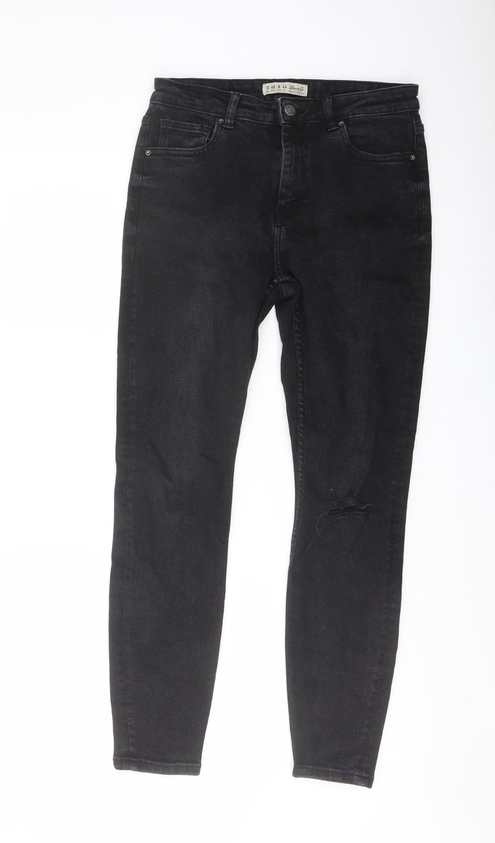 Denim & Co. Womens Black Cotton Skinny Jeans Size 12 L27 in Regular Button