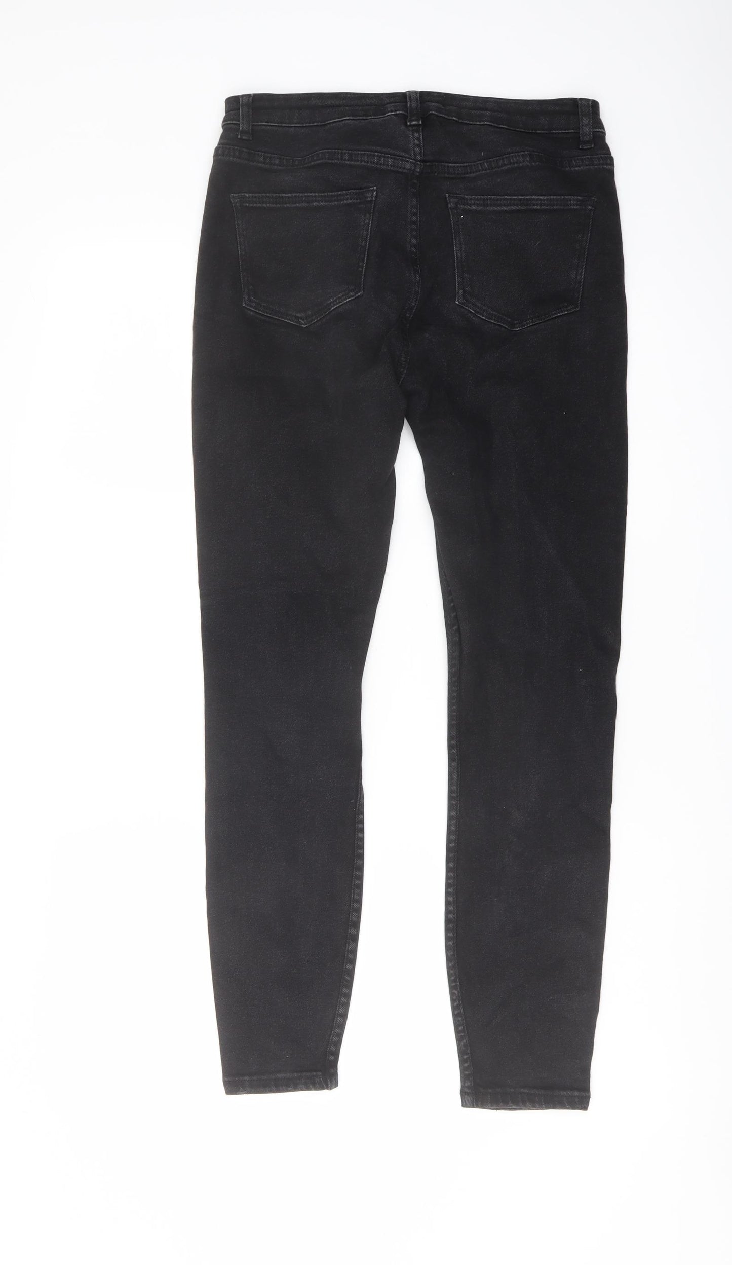 Denim & Co. Womens Black Cotton Skinny Jeans Size 12 L27 in Regular Button