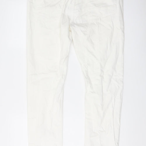 Topman Mens White Cotton Skinny Jeans Size 34 in L32 in Regular Button