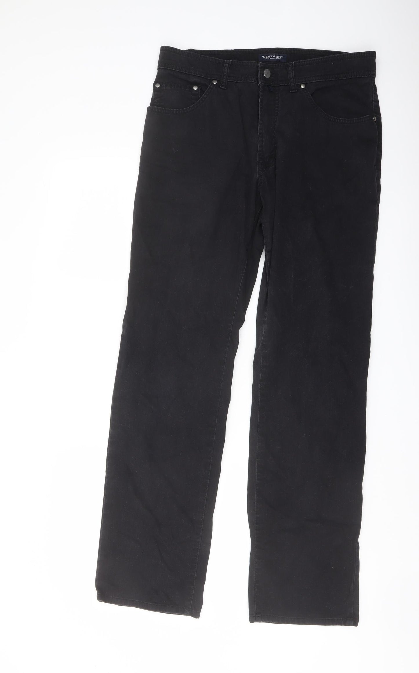 Westbury Mens Black Cotton Straight Jeans Size 32 in L32 in Regular Button