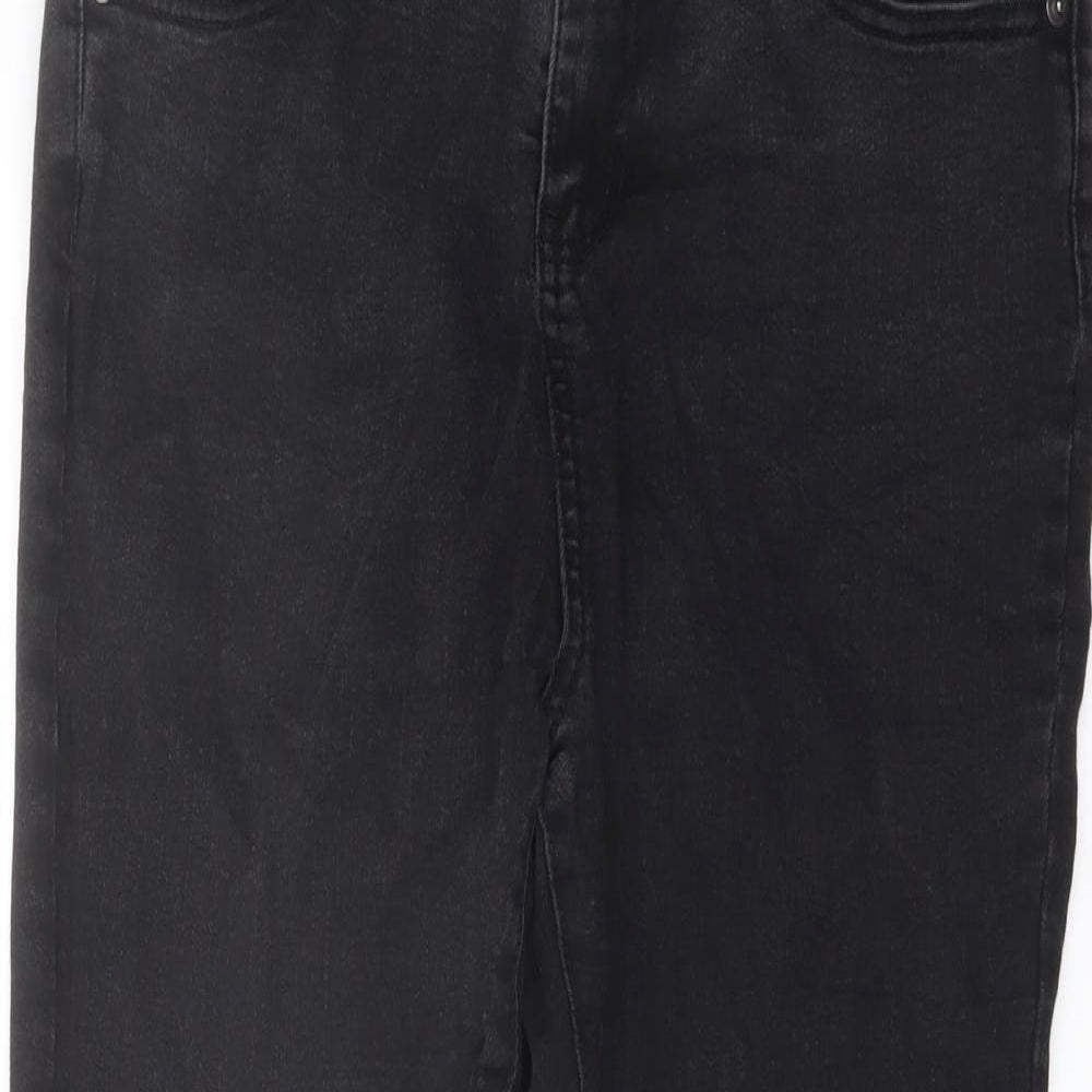 Geroge Womens Black Cotton Cropped Jeans Size 14 L23 in Regular Button