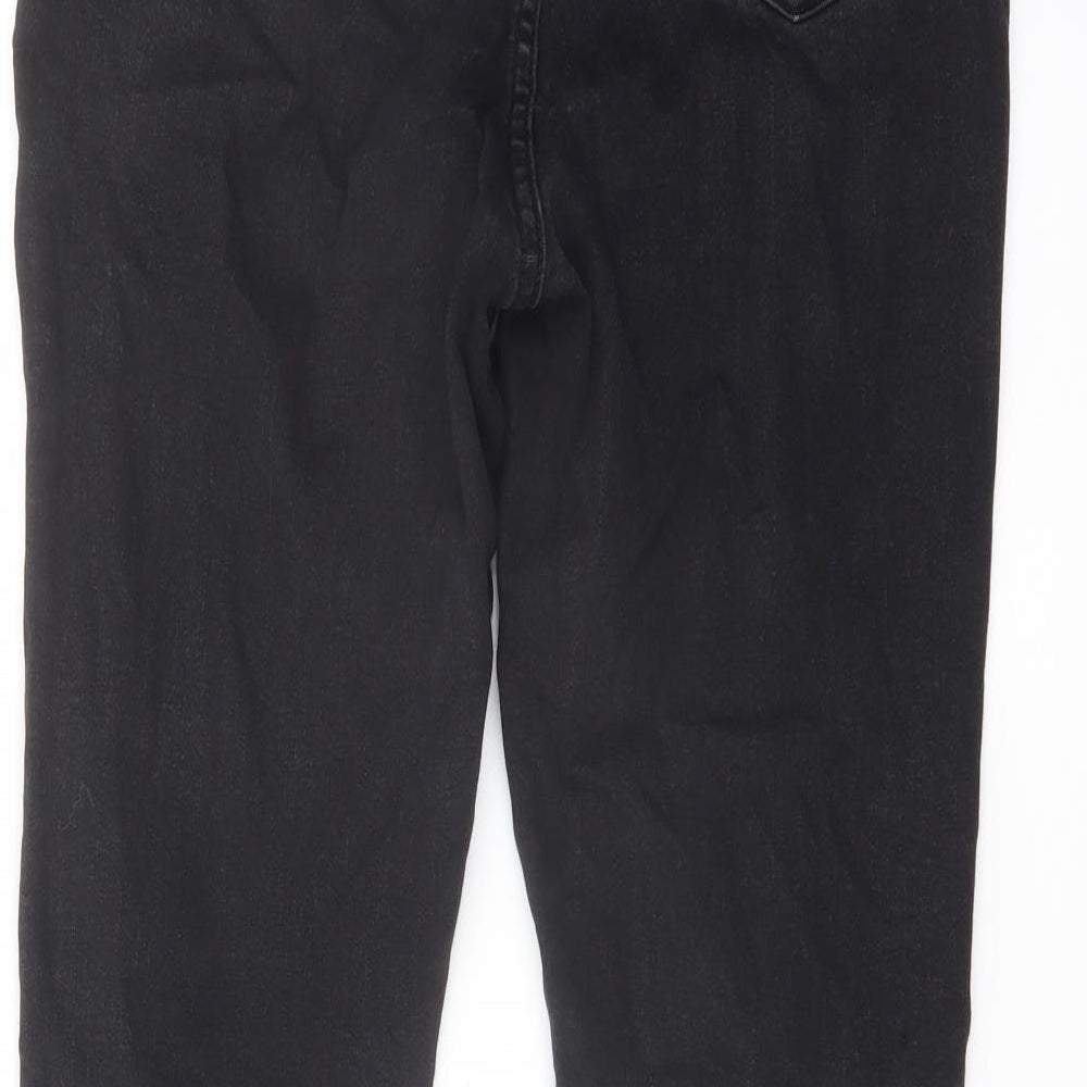 Geroge Womens Black Cotton Cropped Jeans Size 14 L23 in Regular Button