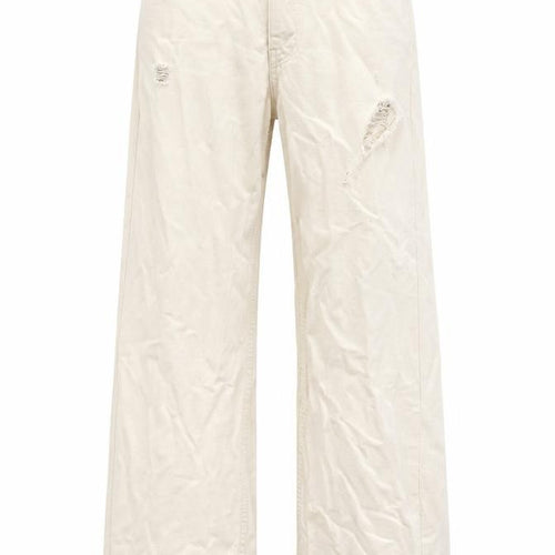 Denim & Co. Womens Ivory Cotton Wide-Leg Jeans Size 4 L30 in Regular Zip