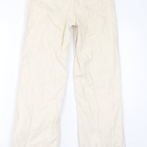 Denim & Co. Womens Ivory Cotton Wide-Leg Jeans Size 4 L30 in Regular Zip