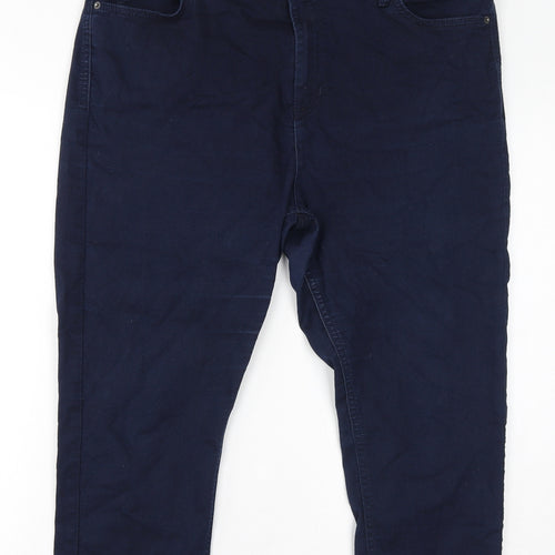 Marks and Spencer Womens Blue Cotton Cropped Jeans Size 18 L21 in Regular Zip - Cropped