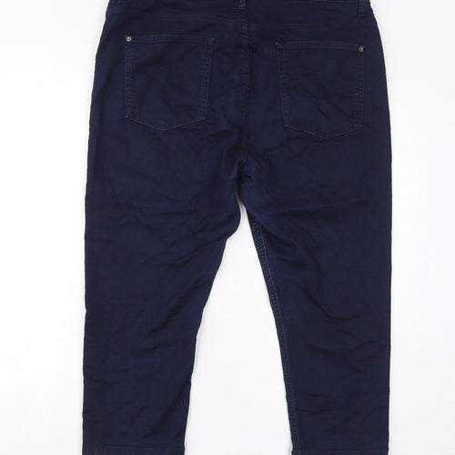 Marks and Spencer Womens Blue Cotton Cropped Jeans Size 18 L21 in Regular Zip - Cropped