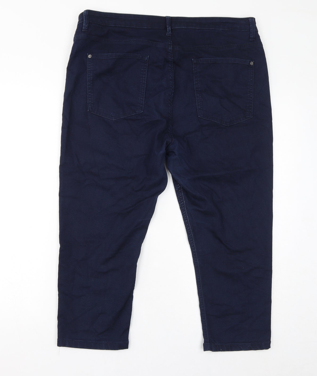 Marks and Spencer Womens Blue Cotton Cropped Jeans Size 18 L21 in Regular Zip - Cropped