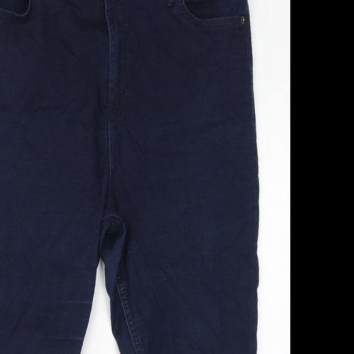 Marks and Spencer Womens Blue Cotton Cropped Jeans Size 18 L21 in Regular Zip - Cropped