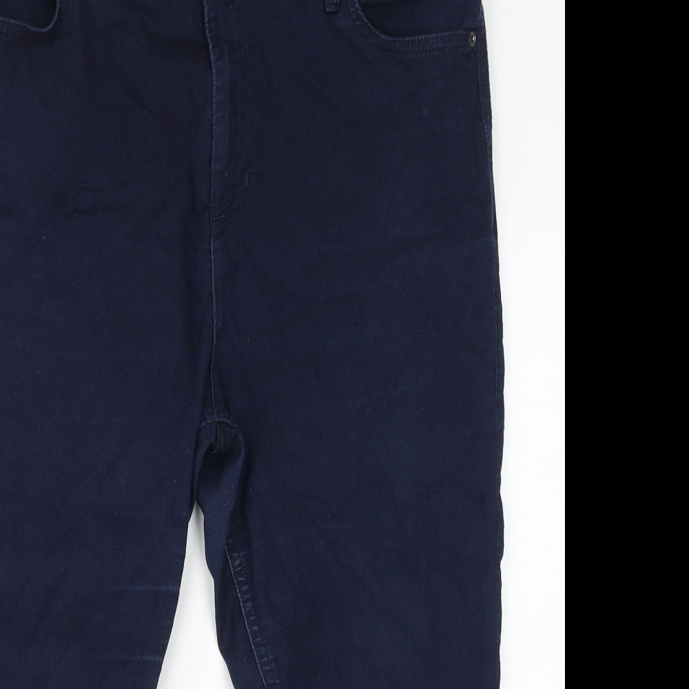 Marks and Spencer Womens Blue Cotton Cropped Jeans Size 18 L21 in Regular Zip - Cropped