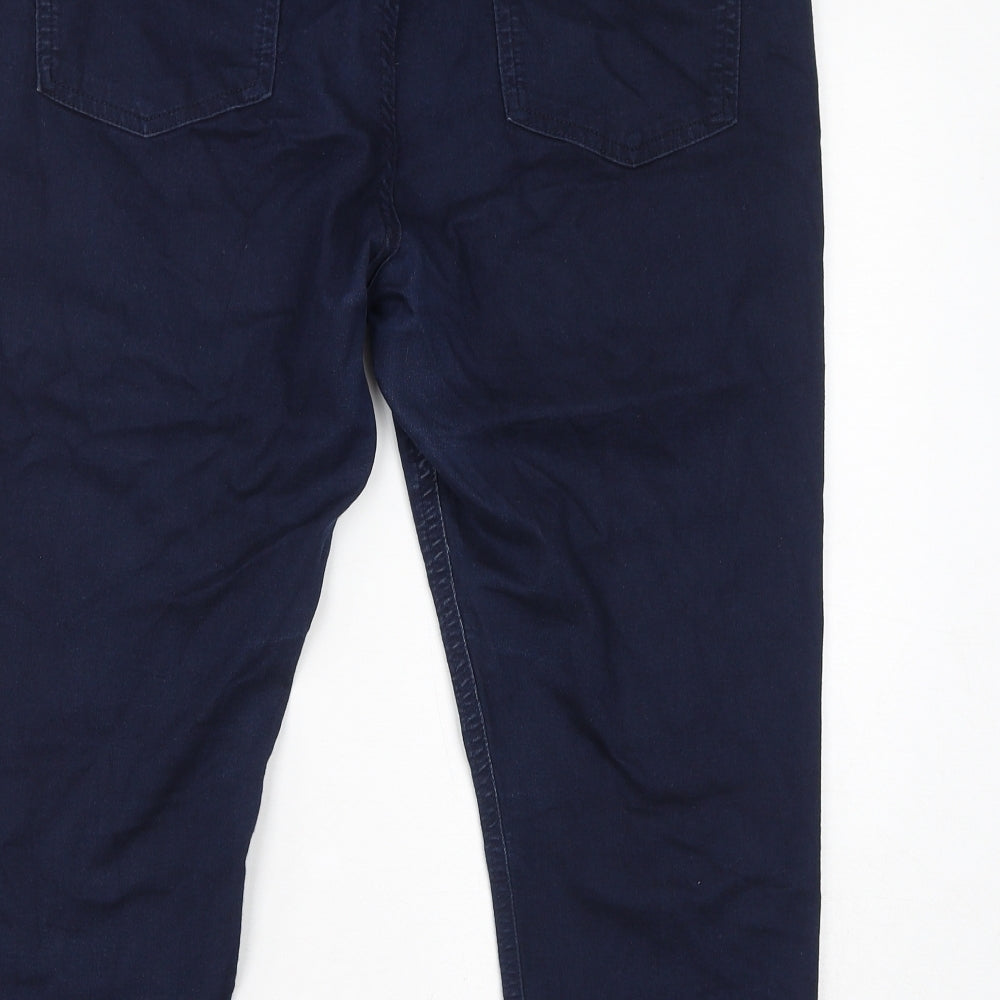 Marks and Spencer Womens Blue Cotton Cropped Jeans Size 18 L21 in Regular Zip - Cropped