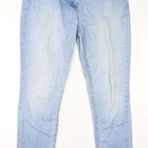 NEXT Womens Blue Cotton Skinny Jeans Size 14 L30 in Relaxed Zip