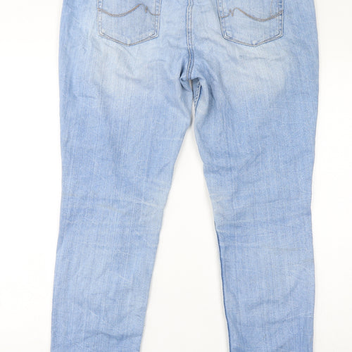 NEXT Womens Blue Cotton Skinny Jeans Size 14 L30 in Relaxed Zip