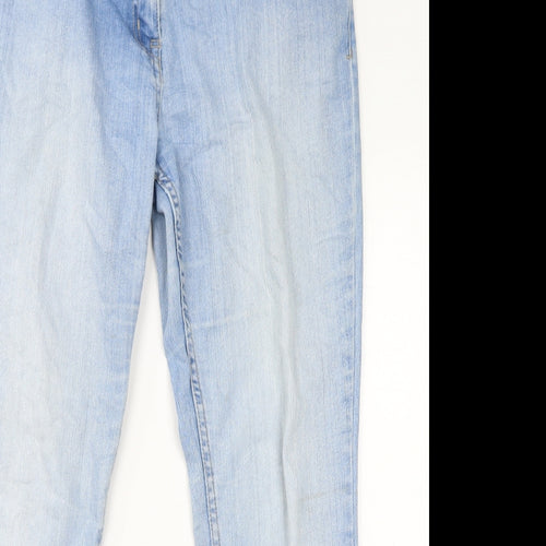 NEXT Womens Blue Cotton Skinny Jeans Size 14 L30 in Relaxed Zip