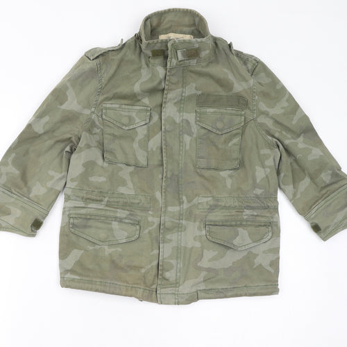 Leasa Woman Womens Green Camouflage Jacket Size M Zip