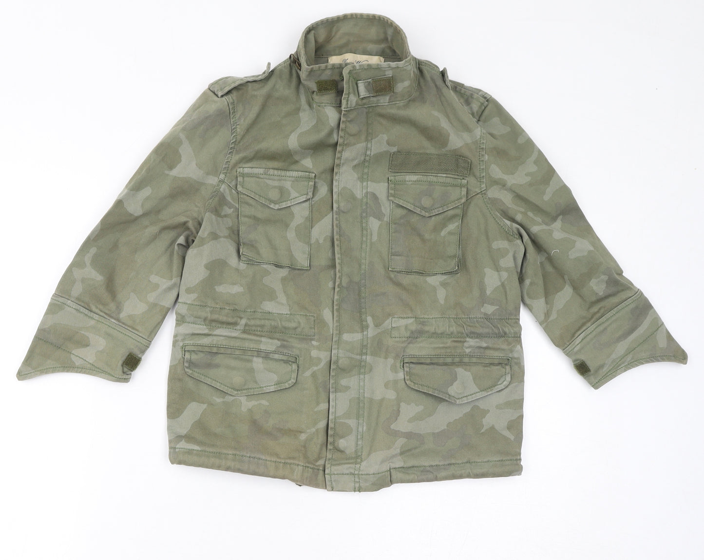 Leasa Woman Womens Green Camouflage Jacket Size M Zip