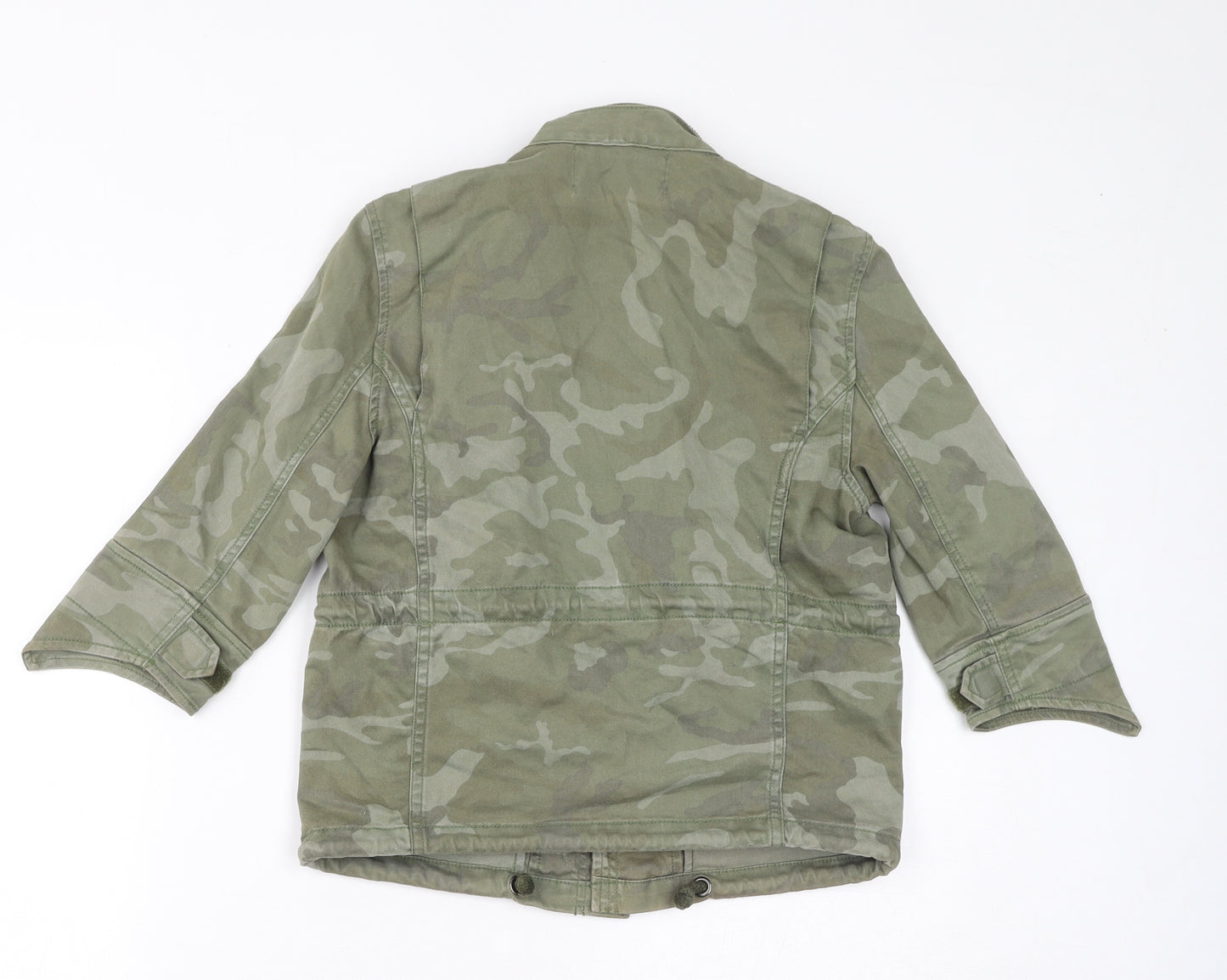 Leasa Woman Womens Green Camouflage Jacket Size M Zip