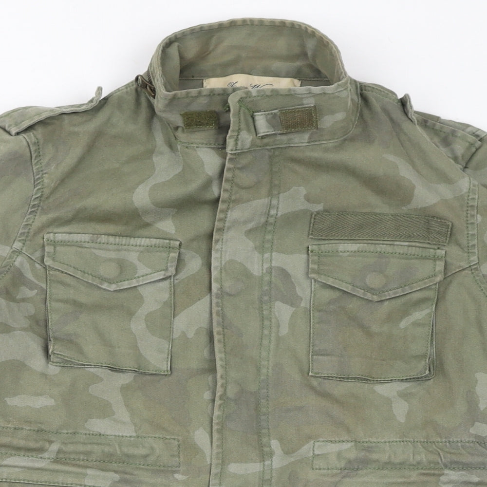 Leasa Woman Womens Green Camouflage Jacket Size M Zip