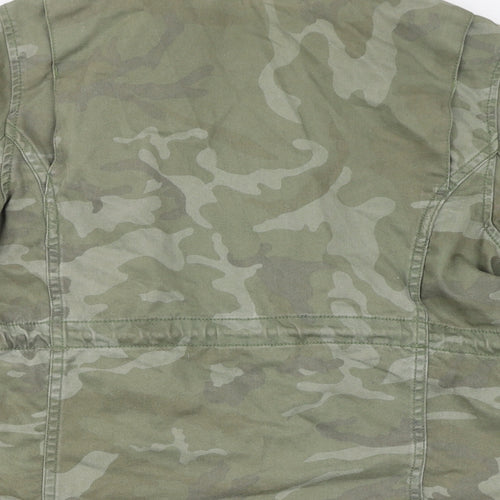 Leasa Woman Womens Green Camouflage Jacket Size M Zip