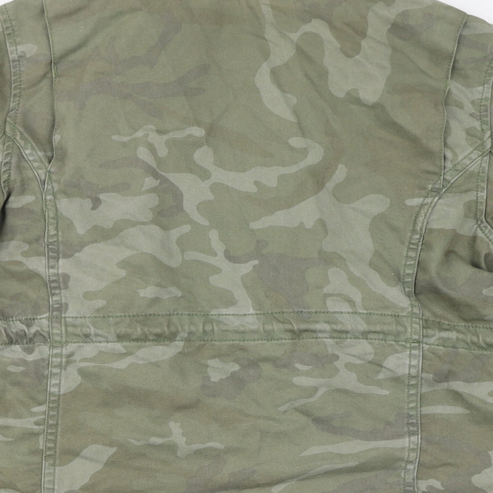 Leasa Woman Womens Green Camouflage Jacket Size M Zip