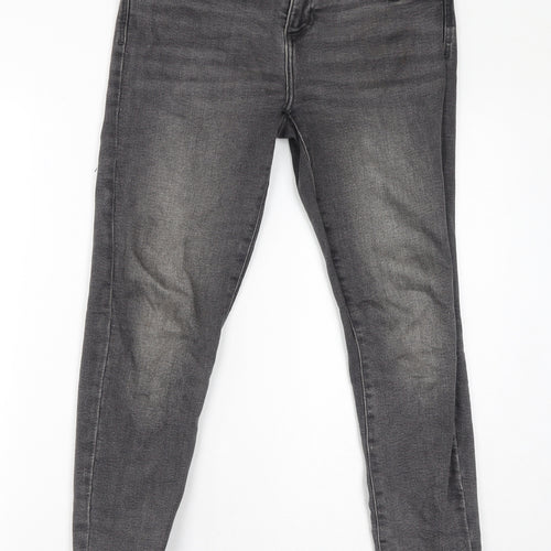 Zara Womens Grey Cotton Skinny Jeans Size 10 L28 in Regular Zip