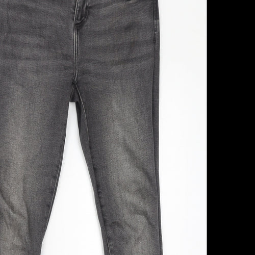 Zara Womens Grey Cotton Skinny Jeans Size 10 L28 in Regular Zip